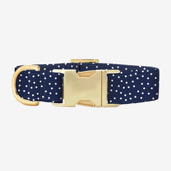 Polka Dot Dog Collar, Navy Blue/White (Medium) - Picture 1 of 6